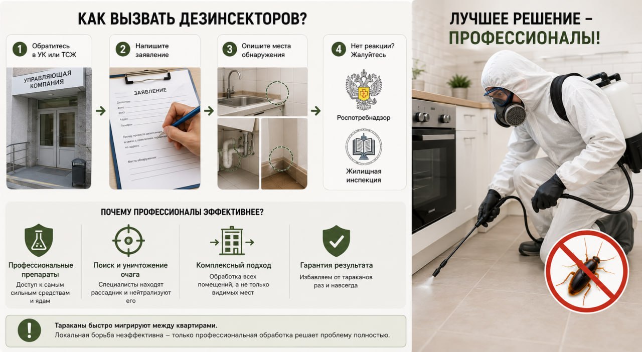 Вызов дезинсекторов от тараканов